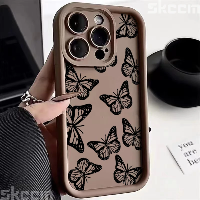Elegant Black Butterfly Soft Silicone Shockproof Phone Case - Premium Design Cover