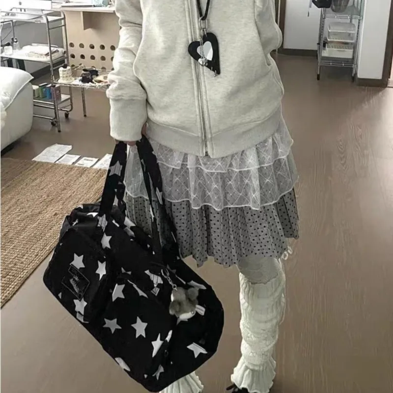 JIAERDI Nylon Large Capacity Black Handbag Women New Sports Travel Crossbody Fitness Bag Handbag Female Casual Messenger Bag