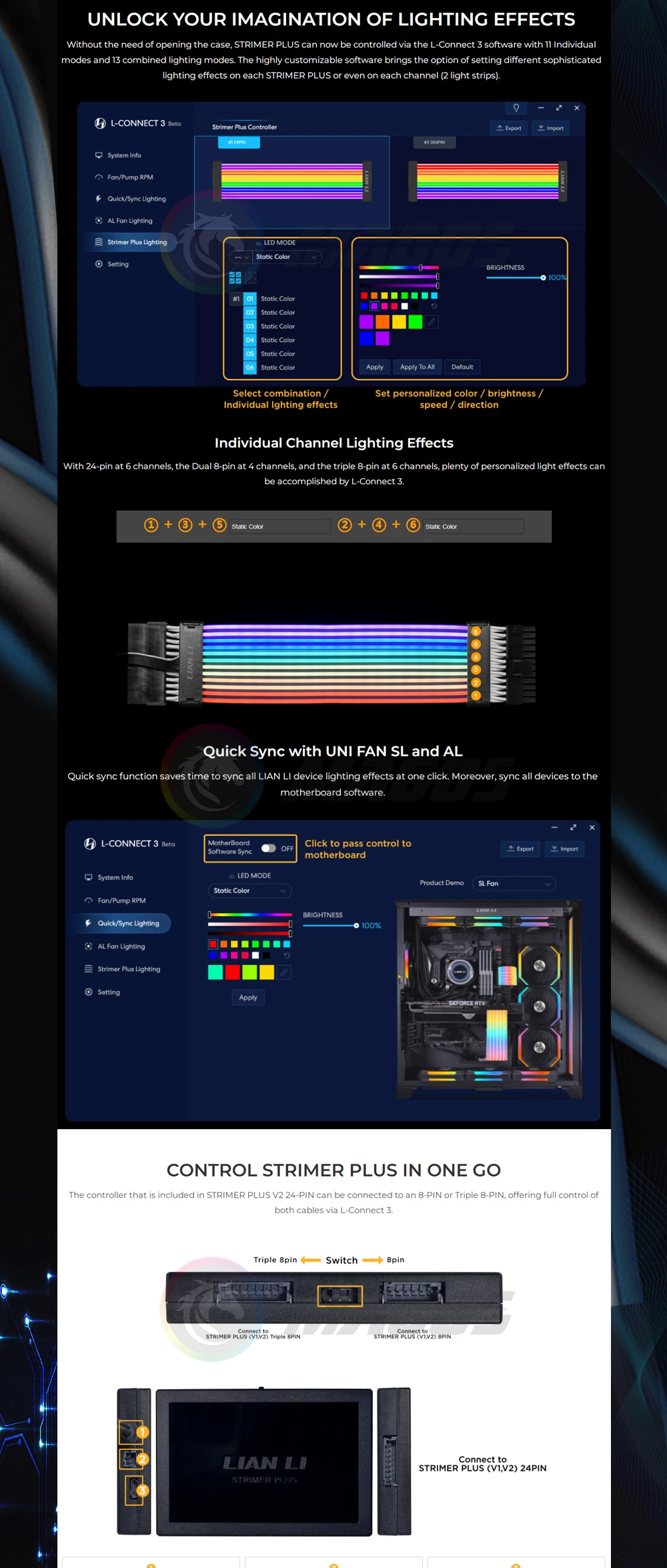 lian li strimer plus v2 rgb psu extension cable