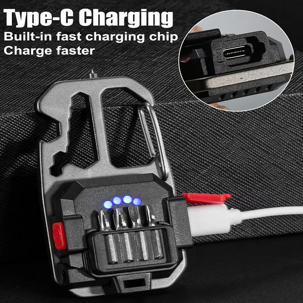 Portable LED Keychain Flashlight with Emergency Tools