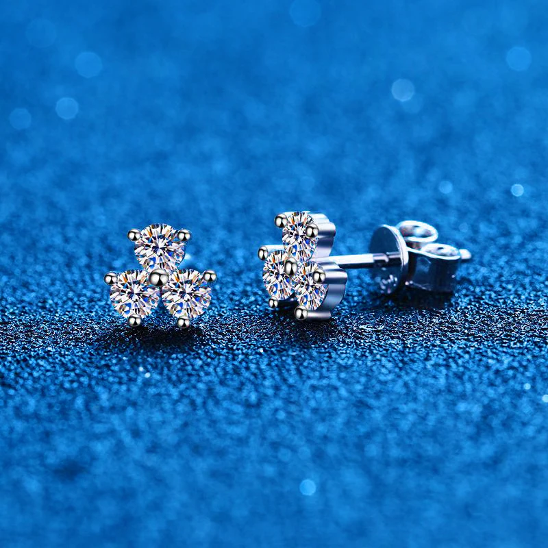 2CT Princess Cut Moissanite 925 Silver Stud Earrings