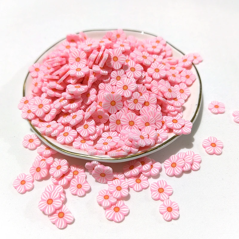 500g/Bag 10mm Mix Color Flower Smile Face Fruit Shape Polymer Clay Spacer Loose Slice Polym Clay Dollhouse Toys Phone Decor 4