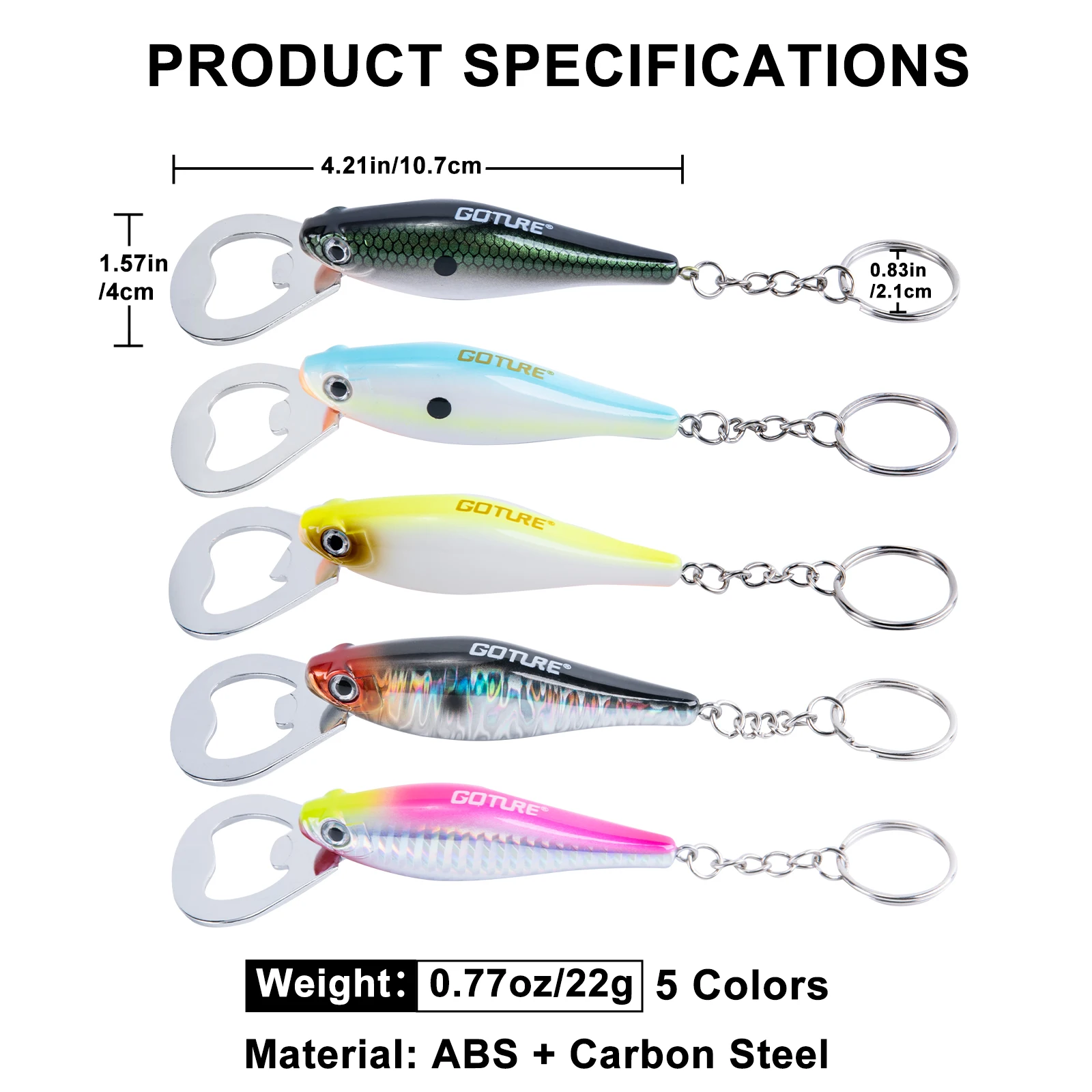 Goture Fishing Lure Shape Bottle Openner Waterproof Durable Exquisite Painting Realistic 3D Eye Openner With Key Ring Design fishing tools fishing accessories fishing tool fishing tackle