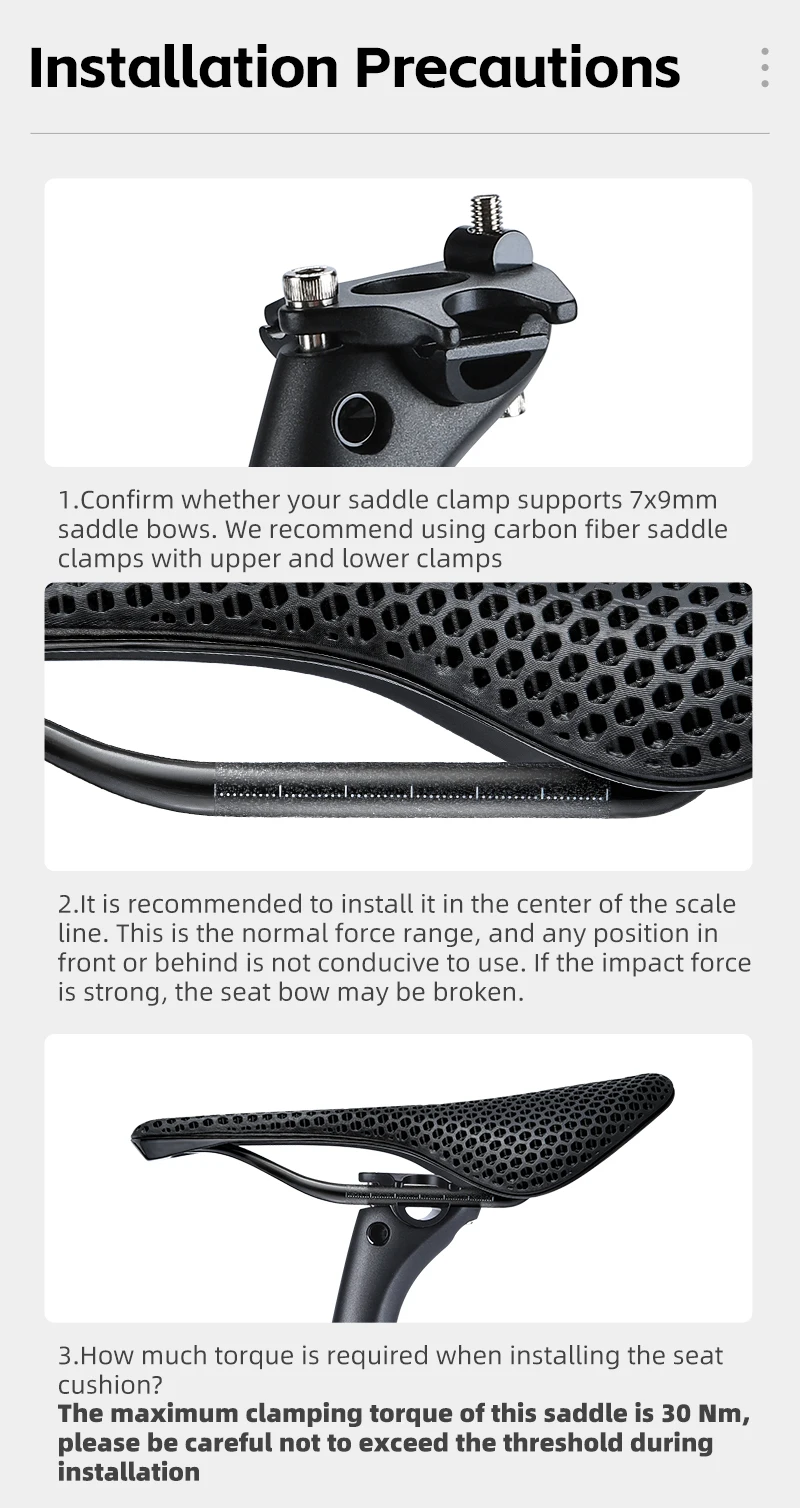 WEST BIKING Full T700 Carbon Fiber Weißer Fahrradsattel 3D-gedruckter Zoned Shock Absorbing Honeycomb Resin Seat Rennradsattel – Detail 20