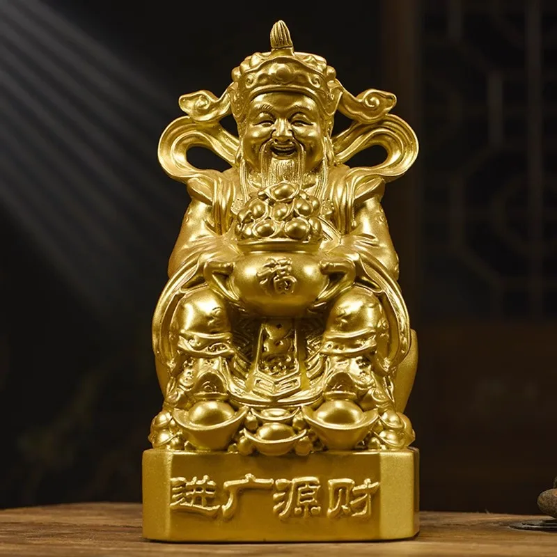 God of Wealth Statue Rosewood Carving Feng Shui Decor Home Altar/Office/Shop Housewarming/Grand Opening Gift Lucky & Prosperity