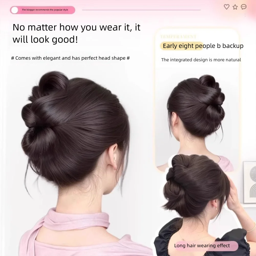 Eleganter Synthetischer Haarknoten mit Haarklammer, Natürlicher Schleifenknoten-Haarknoten, Brauner Schwarzer Flauschiger Haarteil, Haaraccessoires – Detail 15