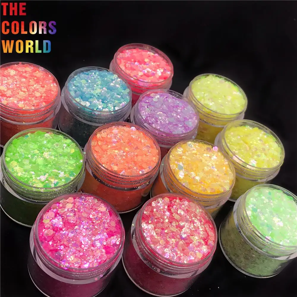 TCT-805 Matte Chunky Glitter Mix Sliver Foil For Nails and Hair Decoration  Wedding Festival Accessories poxy Resin Mold Filler