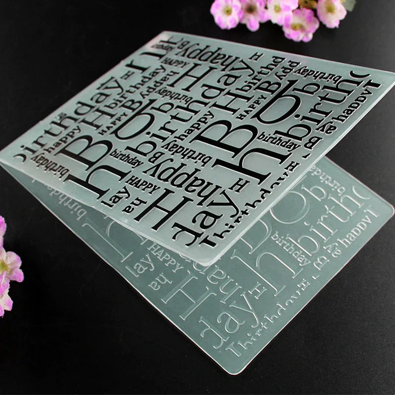 Plastic Happy Birthday Embossing Folder DIY Craft Template Molds Stamp Stencils Scrapbook Paper Cards Photo Album Making Tools plastic embossing folder,embossing folder