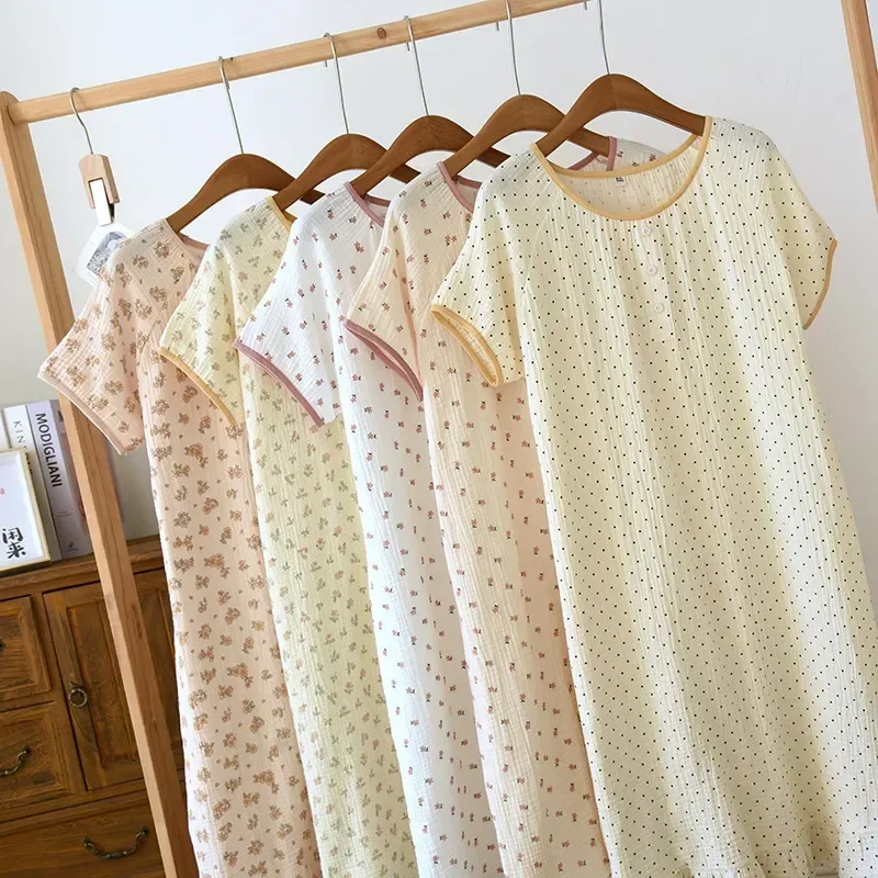 

И нижнее белье весна/лето короткая ночная рубашка средней длины Женская удобная домашняя одежда с рукавами ночная Хлопковая пижама тонкая мягкая