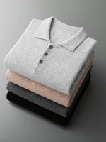 Luxury Men Cashmere Sweater 100% Merino Wool Buttoned Pullover Autumn Winter Polo Collar Knitwear Male Casual Warm Jumper Tops 1