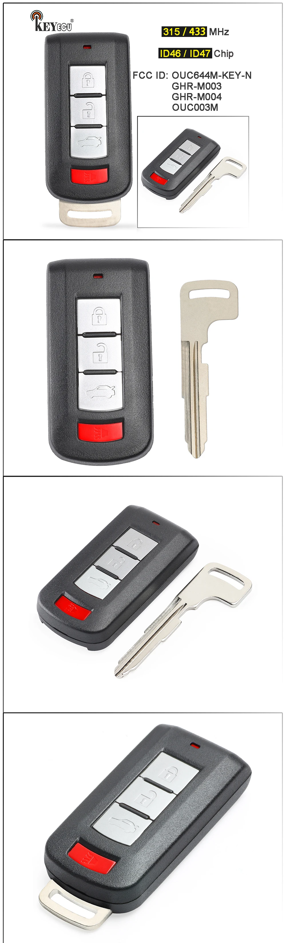Keyforkess OUC644M-KEY-N GHR-M004 GHR-M003 OUC003M Samrt portachiavi a distanza per Mitsubishi Lancer Outlander Pajero L200 Montero Mirage - Sc9492a771b2e4f5e813a9b92ec6a8b12w