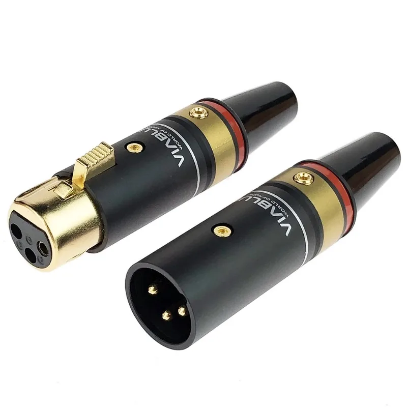 Connecteur XLR Femelle Viablue T6S - Rouge, Fiche Audio Neuve - Réf 30557