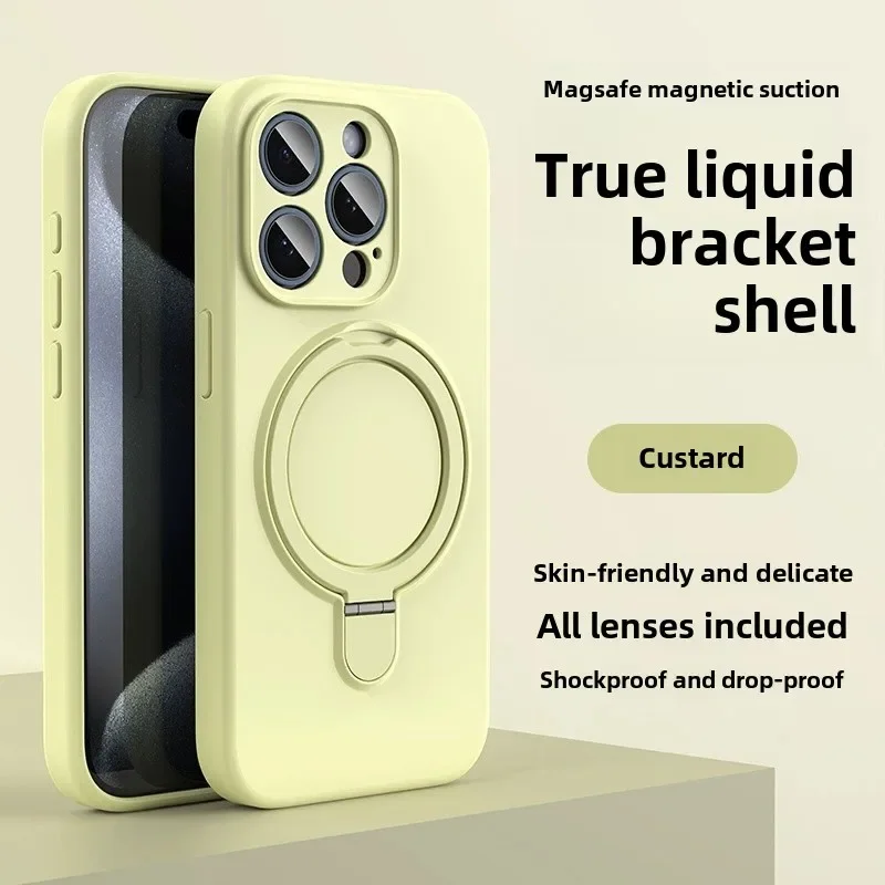 Magnetic Ring Holder Liquid Silicone Case with Stand Cover