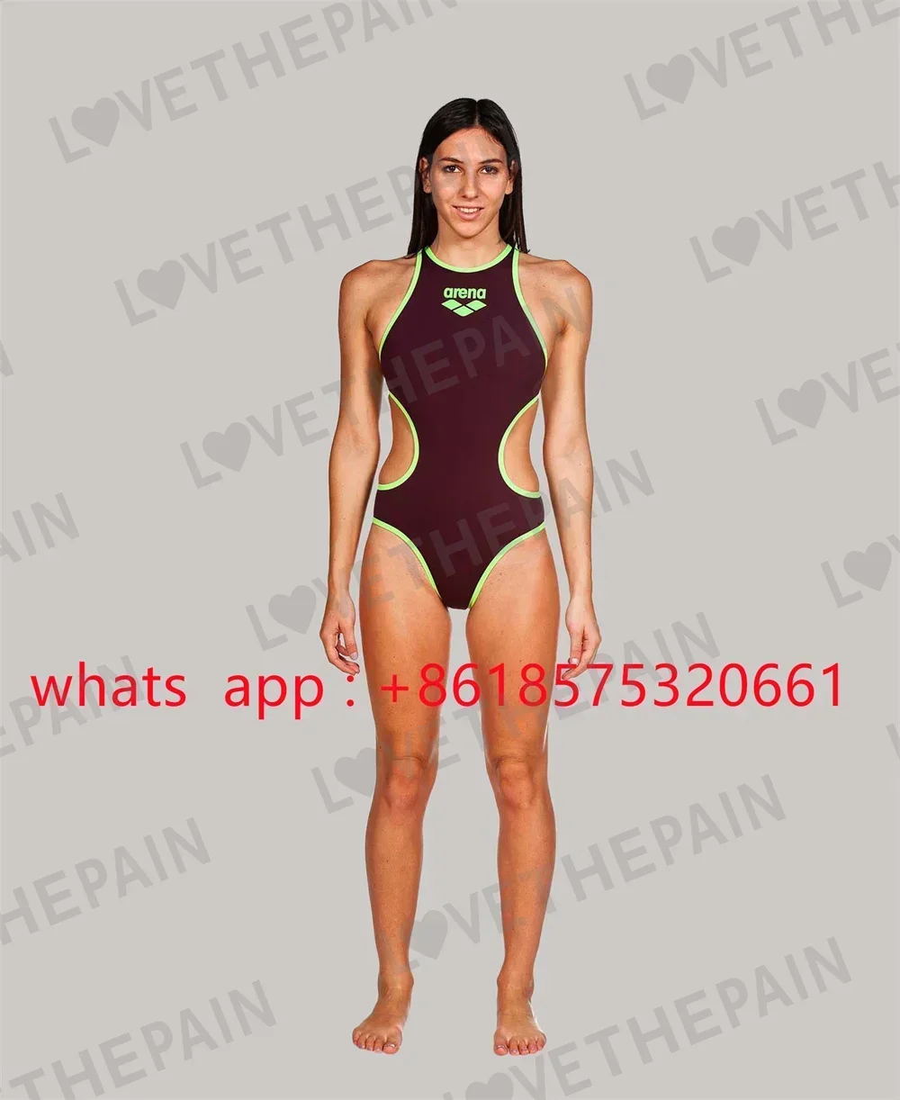 Women's One Swimsuit One-piece Swimsuits Breathable Swimwear for training fitness lady pro Race swimming Backless Swimsuit - 2