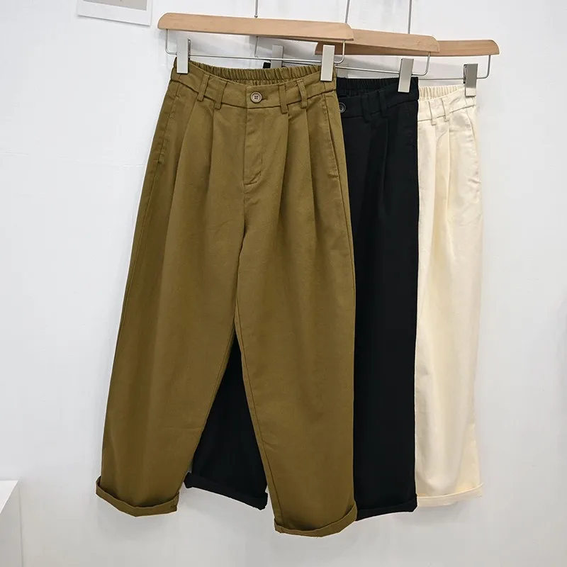 

2023 New Arrival Spring Autumn Korean Style Women Good Quality Ankle-length Pants Casual Loose Elastic Waist Harem Pants P588