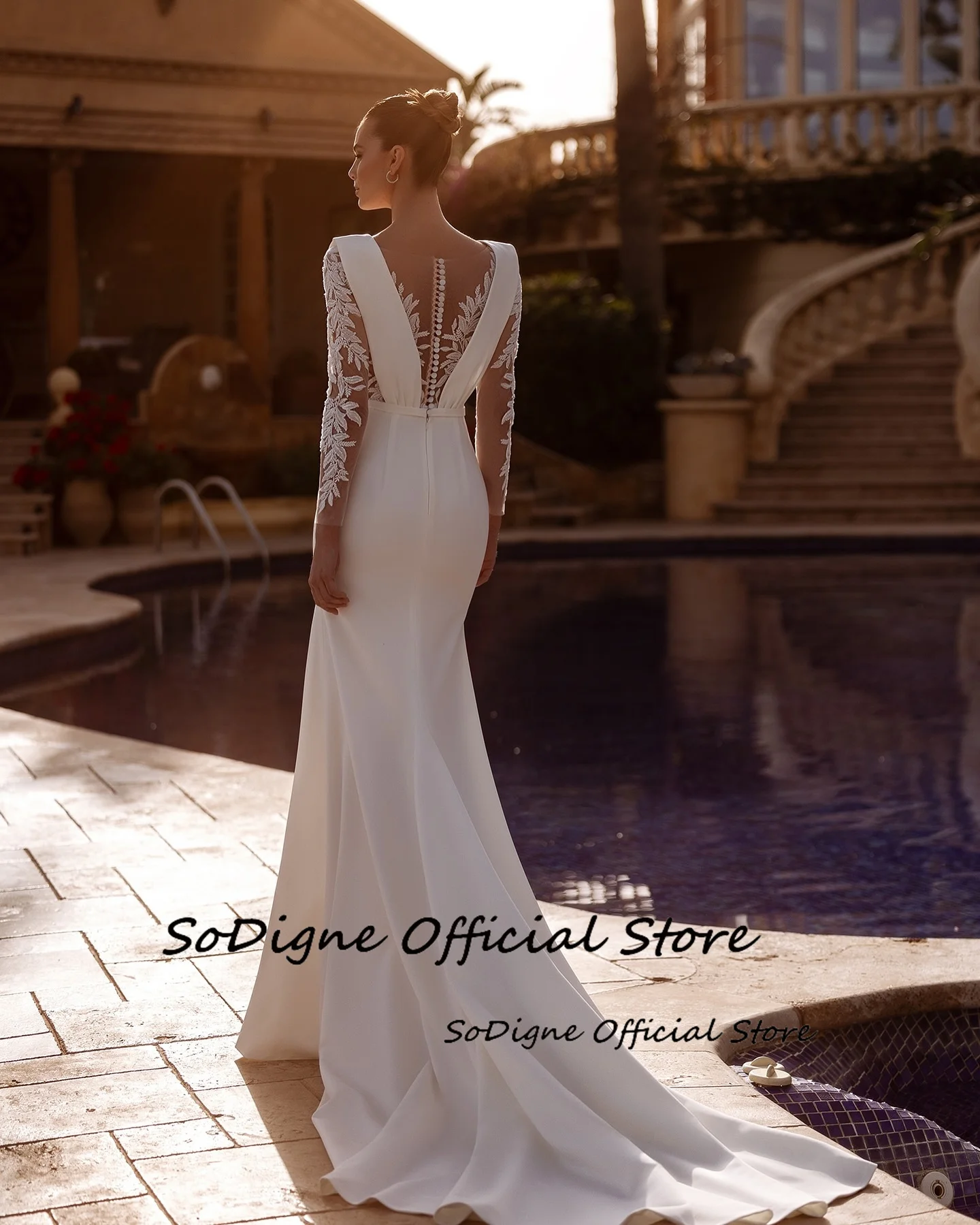 SoDigne Mermaid Satin Appliques Wedding Dresses Full Sleeves O-neck Bride Dress Wedding Gowns vestidos de novia Customized 12 Sc94955038cee4287bb3797f9d22b1ed0Y