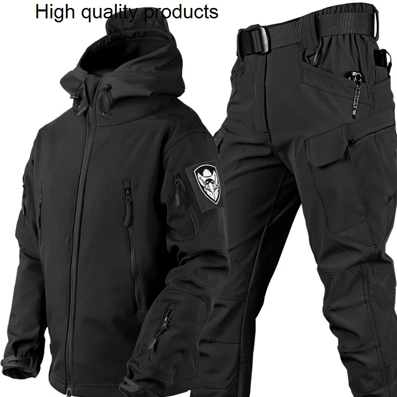 

Tactical Soft Shell Hiking Fleece Jacket Sets Men Military Camouflage Combat Army Suits Coat Waterproof Tracksuits Warm Clothing