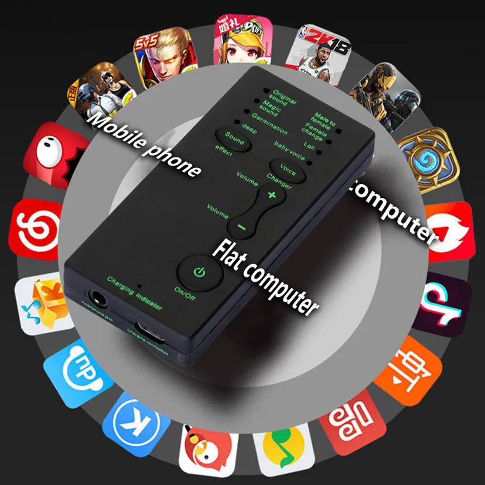 Voice Changer Device 7 Sound Changeing Modes Headphones Microphone Modulator for PS4 Xbox Computer PC Phone Tablet Kids