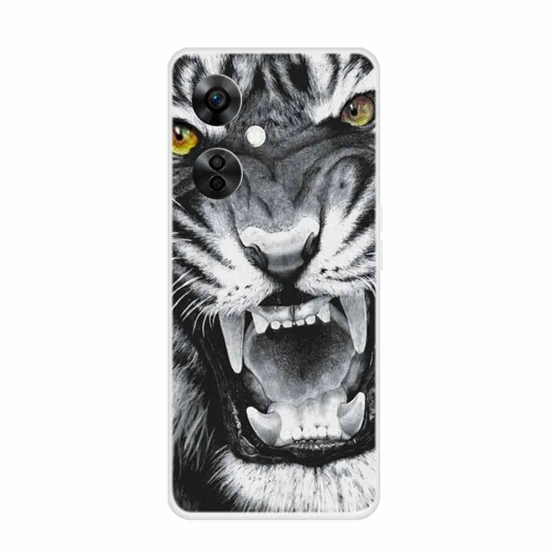 Clear Wolf Design Soft TPU Silicone Phone Cover - Transparent Etui for OnePlus Nord CE 3 Lite
