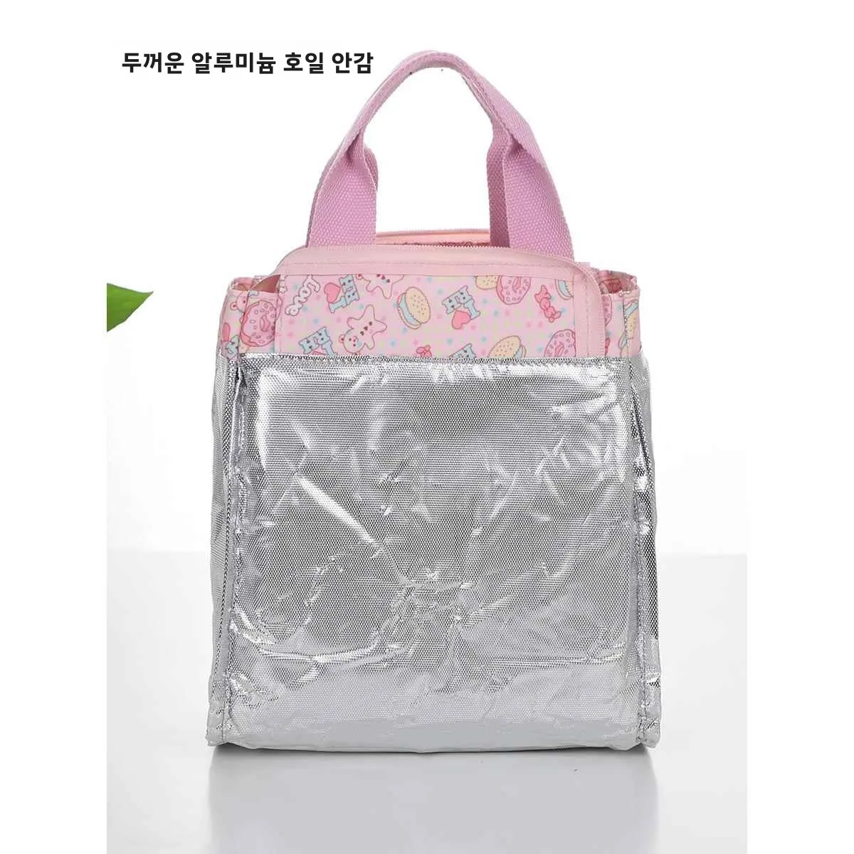 두꺼운 알루미늄 호일 보온 도시락 가방 여성용 도시락 가방 방수 식사용 앞치마 포함 음식 보관용