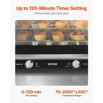 VEVOR Commercial Countertop Oven, 66L 4-Tier Toaster Oven, 2800W Electric Baking Ovens with Tempered Glass Door 5