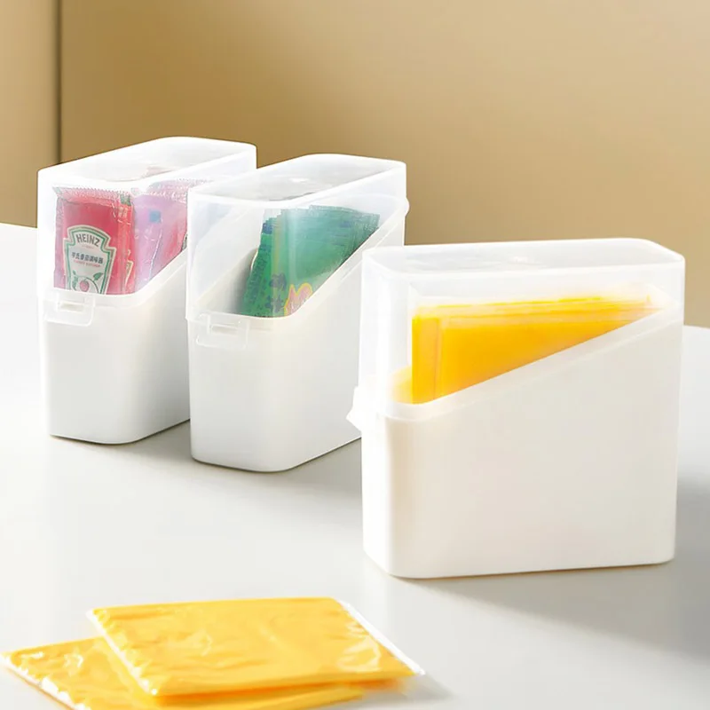 Houseeker Refrigerator Organizer Case Tea Bags Storage Cheese Coffee Holder Bins Clear Kitchen Sorting Organizing Box