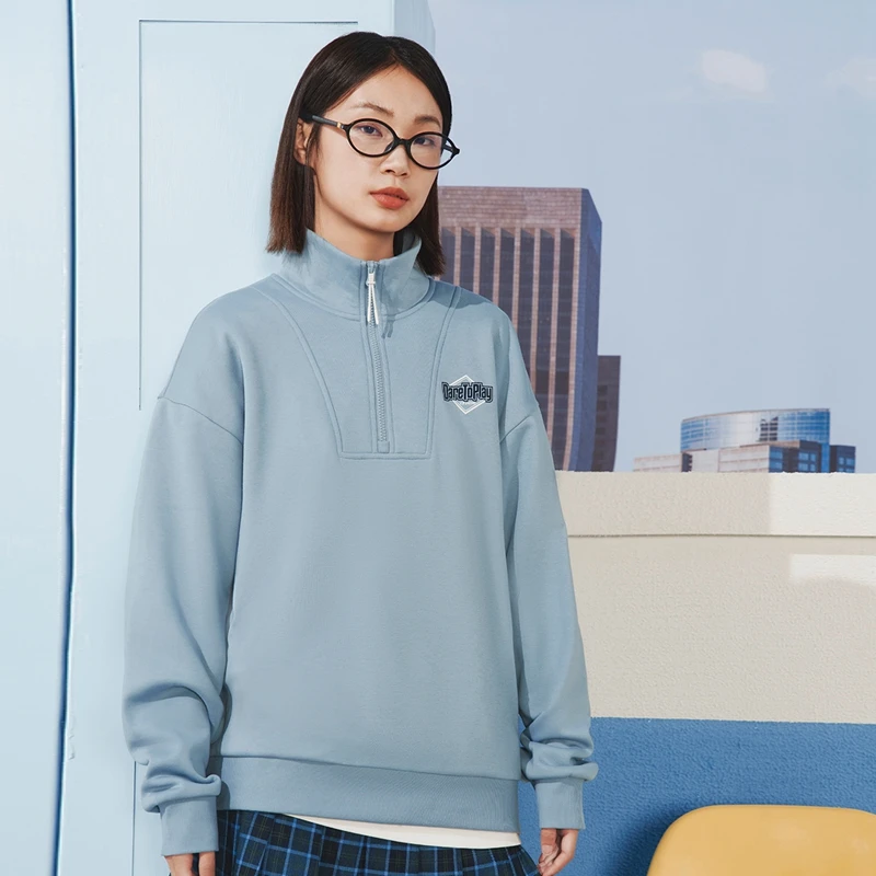 Xtep Pullover Sweater Male And Female Winter Stand-Up Collar