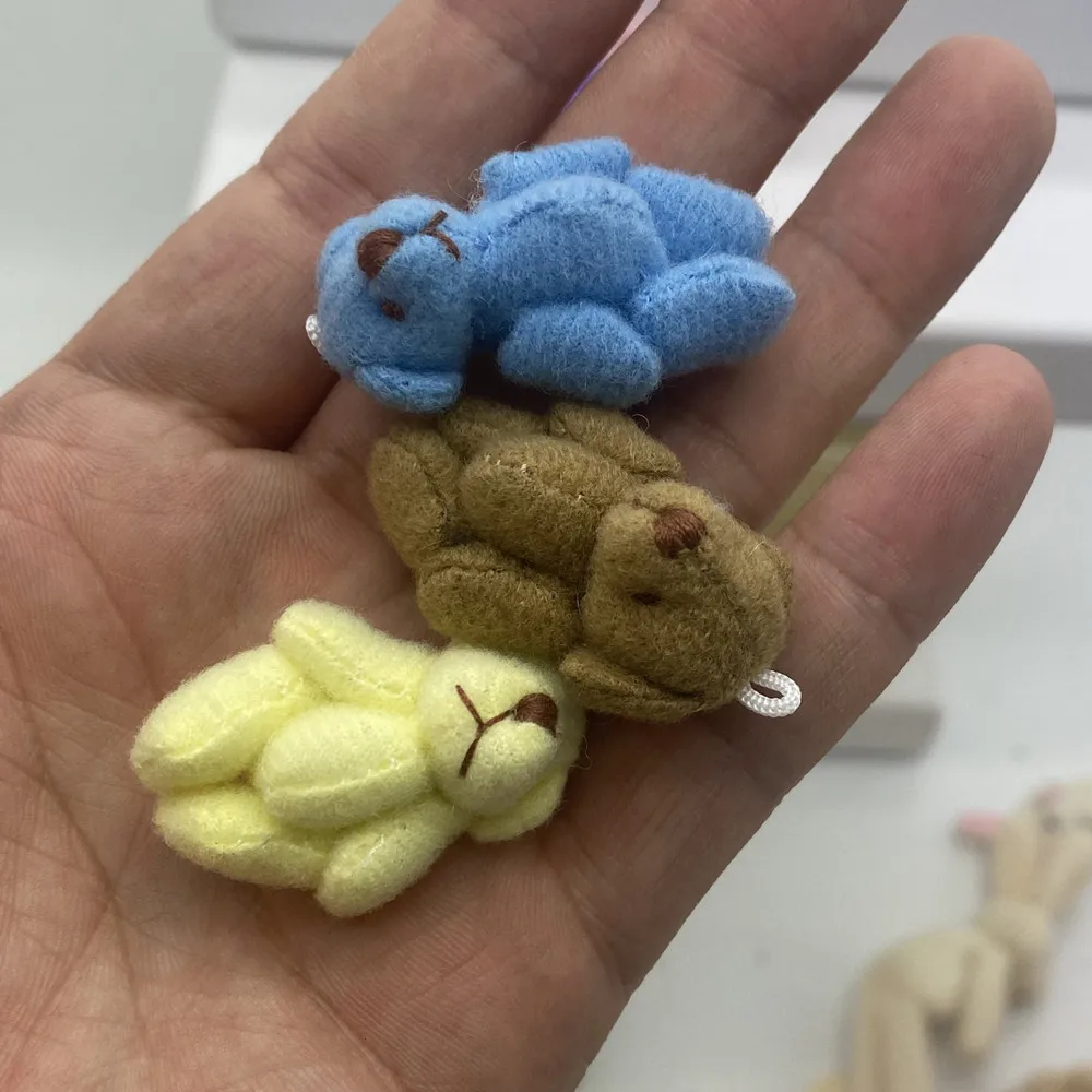 미니 조인트 테디 베어 봉제 인형, 웨딩 박스 장난감 인형, 의류 및 헤어 액세서리, 장식 인형, 100pc, 3.5cm