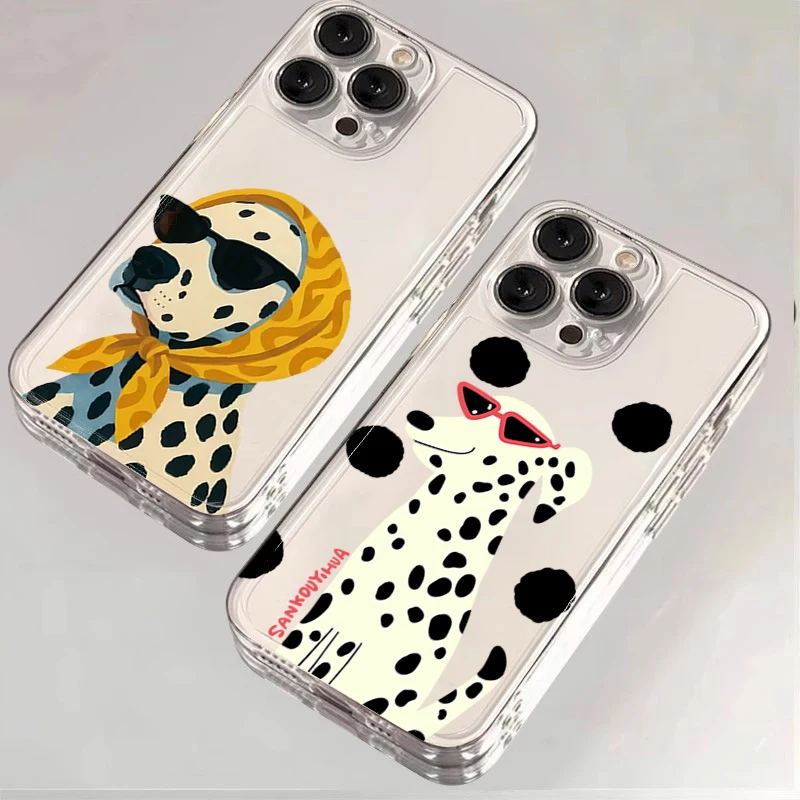 Cartoon Dalmatian Glasses & Scarf Design Phone Case