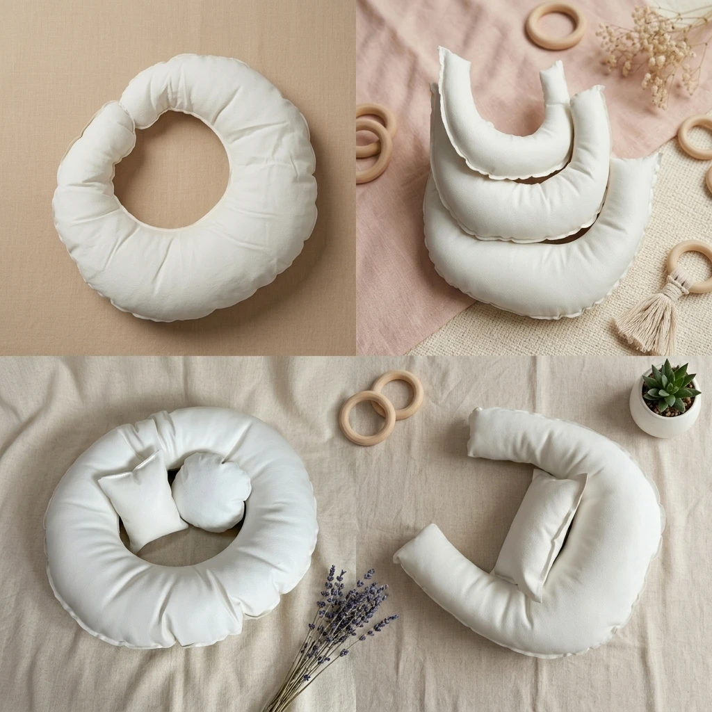 Cuscino di Supporto per Fotografia Neonatale, Cuscino in Pelle per Posare il Neonato, Accessori per Servizi Fotografici in Cesta o Lettino - immagine 6