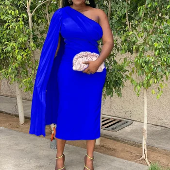 Alternative view of Toyin Oblique Shoulder Pleated Dress