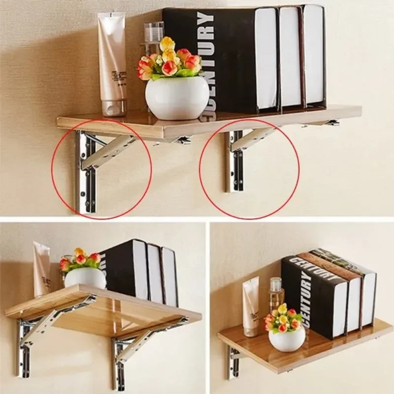 Folding Shelf Bracket 2pcs 8/10/12/14/16/18/20Inch Triangle Heavy Support Adjustable Wall Mounted Bench Table
