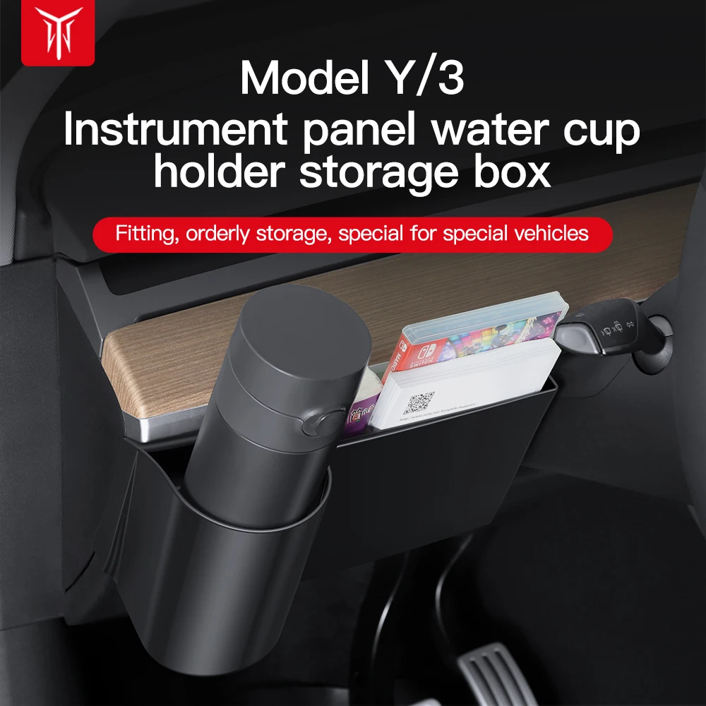 YZ For Tesla Model 3 Y Instrument Panel Water Cupholder ABS Material Car  Accessory Storage Box Model Y Accessory