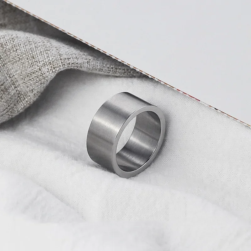 2022 nuovi anelli alla moda in acciaio inossidabile largo 12 mm per le donne fedi nuziali gioielli da uomo colore argento lucido - immagine 3