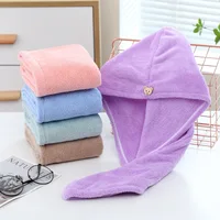 Femmes cheveux longs serviette de cheveux à séchage rapide serviettes en microfibre douce bonnet de douche serviette chapeaux de bain pour femmes bonnet de cheveux secs dame Turban tête 1