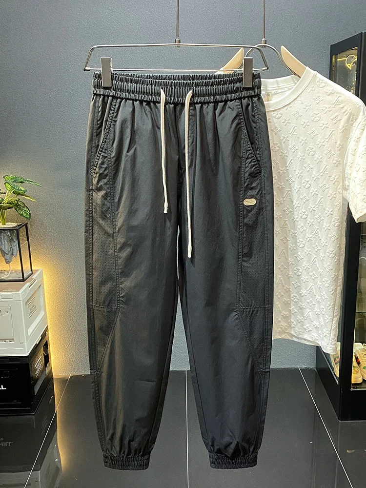 Summer Thin Casual Working Pants Men's Fashion Fashion Brand Loose Close up Ankle-Tied High Street Ruoshuai Track Sweatpants