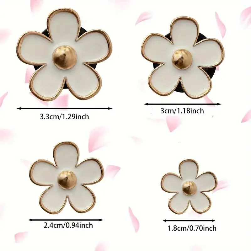4pcs 작은 자동차 공기 콘센트 향수 장식 클립 꽃 데이지 디자인 자동차 인테리어 아로마 테라피 청정제 디퓨저 액세스