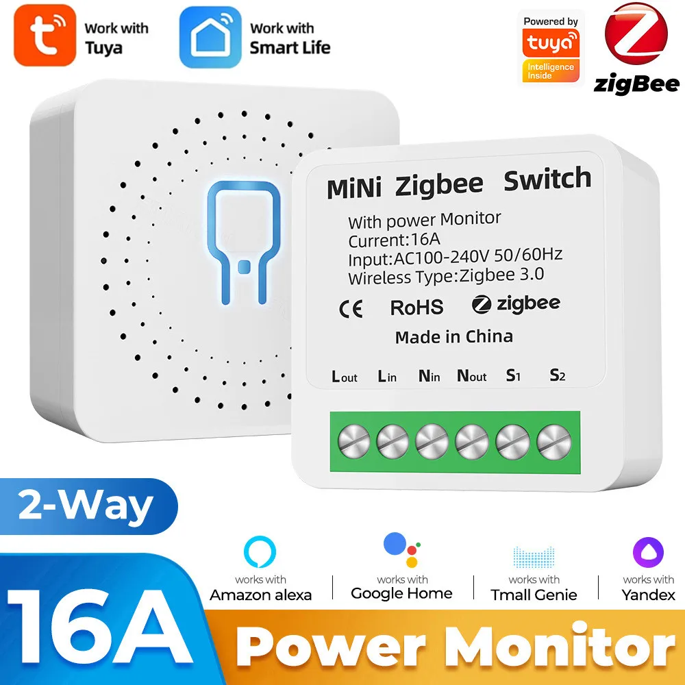 

Смарт-выключатель ZigBee Tuya, 16 А, с монитором питания, 220 В