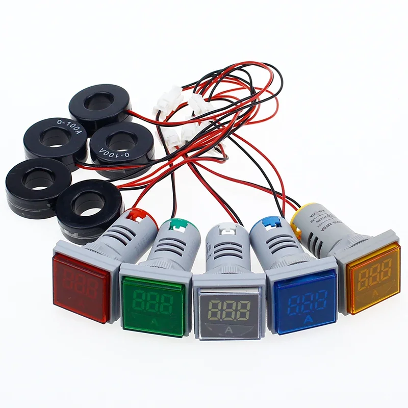 Voltímetro e Amperímetro Digital LED Quadrado, Medidor de Tensão e Corrente AC 60-500V 0-100A D18 Dropship