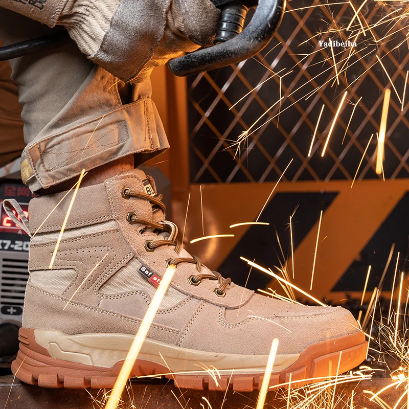 High Top Work Boots Men Steel Toe Safety Shoes Male Anti-Puncture Man Safety Boots Construction Indestructible Work Shoes