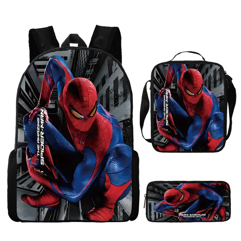 New Spider Man Zaino 3 Pezzi Set Per Studenti Delle Scuole Elementari Zaino Cartone Animato Per Ragazzi Zaino Superman Spider Man Batman
