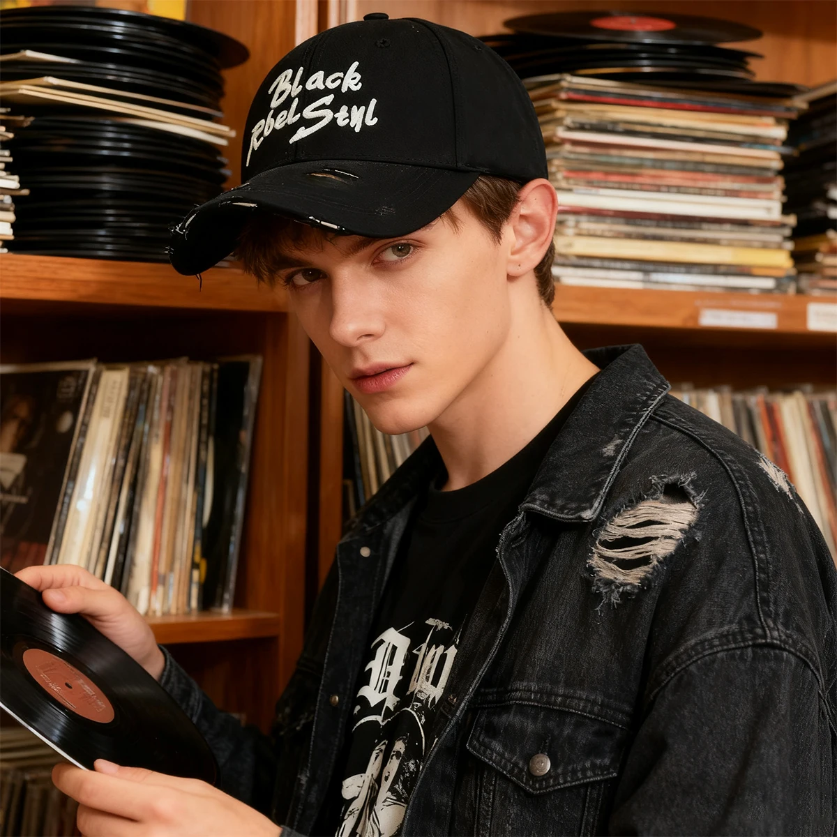 American Retro Letter Gray Baseball Cap for Women, High-End Wide Brim, Large Head Circumference, Makes Face Look Smaller, Versatile Duckbill Hat for Men, Sports