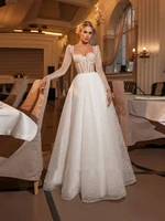 Classic Wedding Dresses A-Line Sweetheart Bridal Gowns For Formal Party Long Sleeves Robe Appliques Vestidos De Novia Customized 1