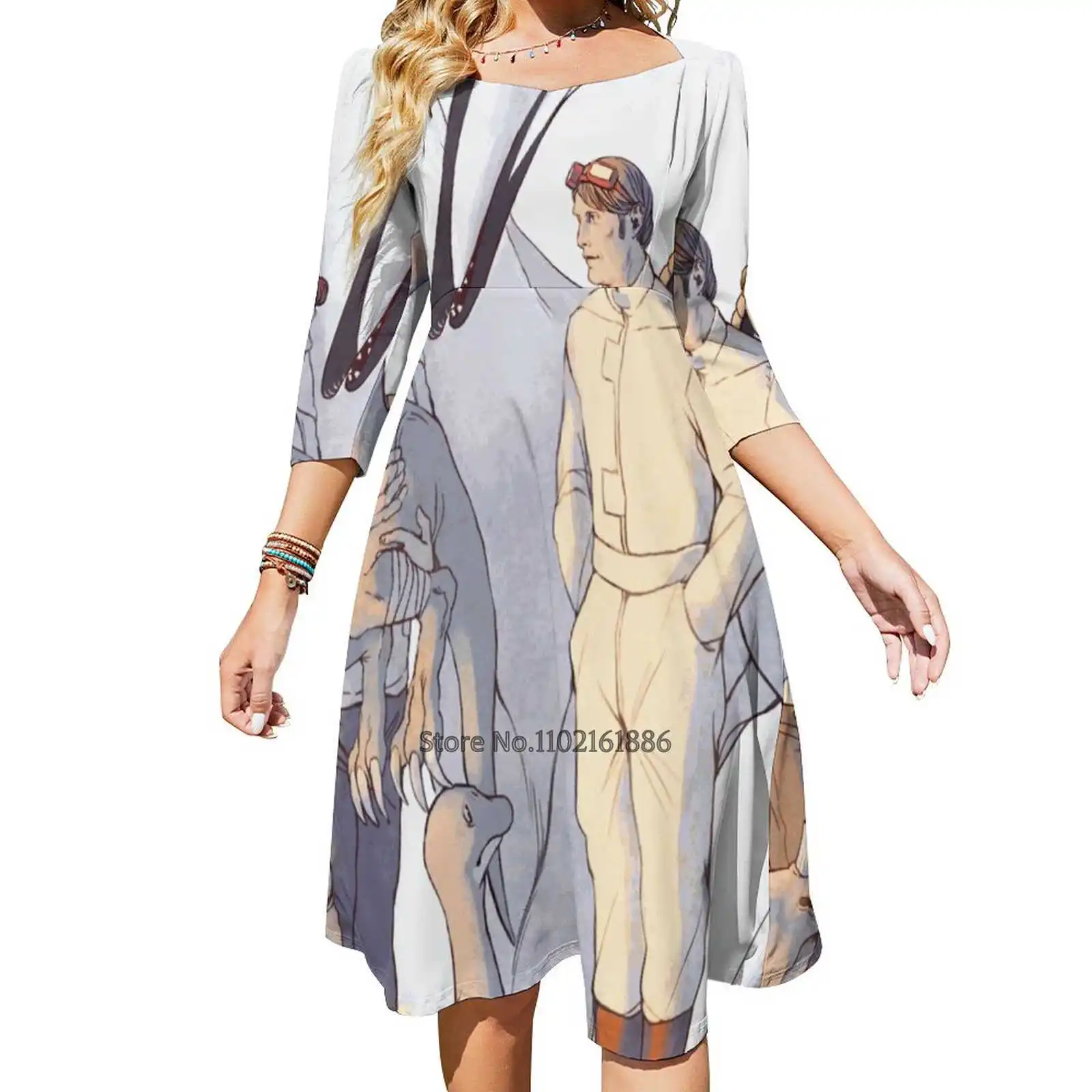 Dinotopia X Annibal Back Lacing Backless Dress Donna Kawaii Square Collar Dress 6Xl Annibal Hannidgram Will Dinotopia