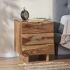 Christopher Knight Home Terrell Handcrafted Boho Acacia Wood 3 Drawer Nightstand, Dark Natural 3