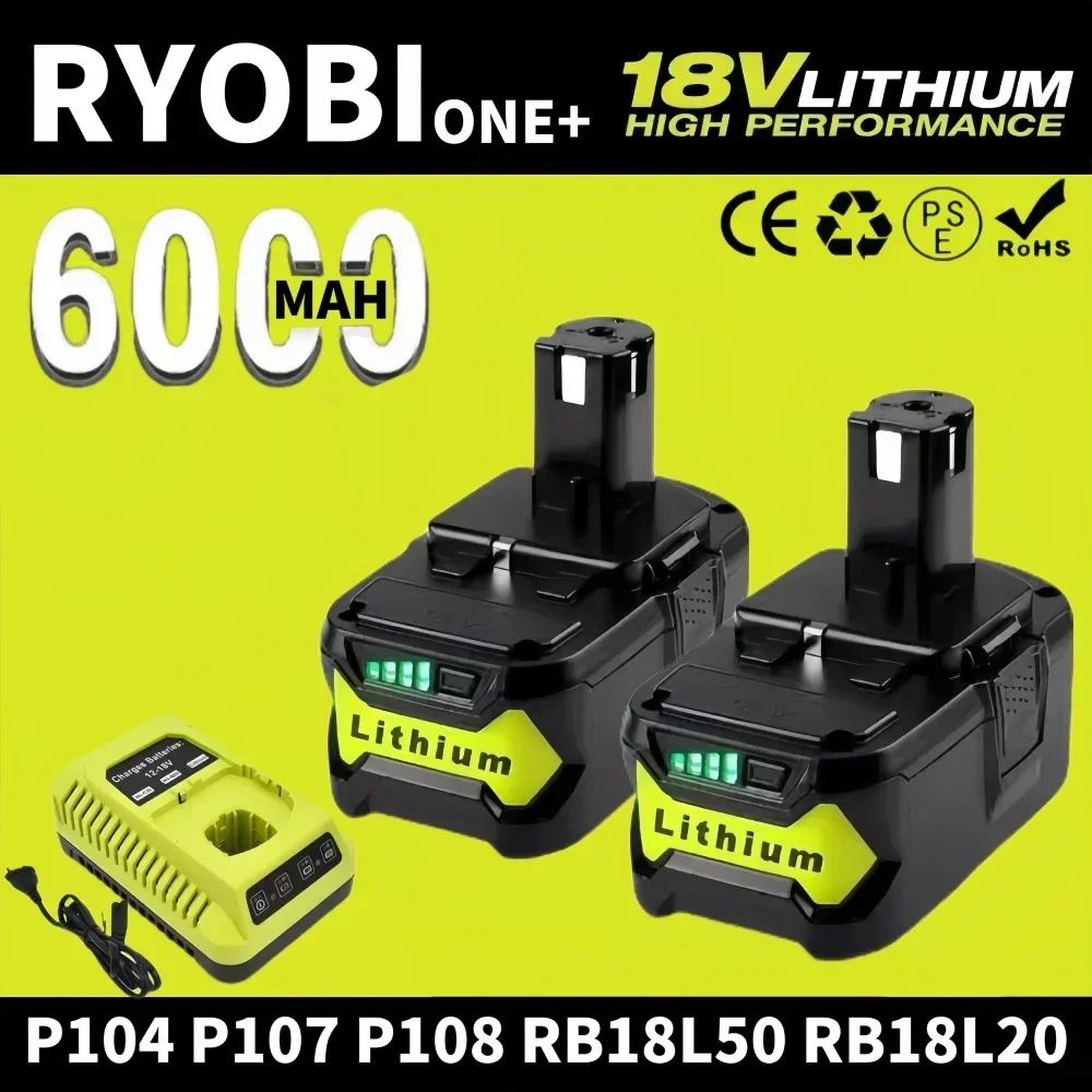 18V 6.0Ah RYOBI ONE+ lithium battery power tool battery rechargeable battery No memory effect low self discharge suitable for all ONE+tools P10 P107