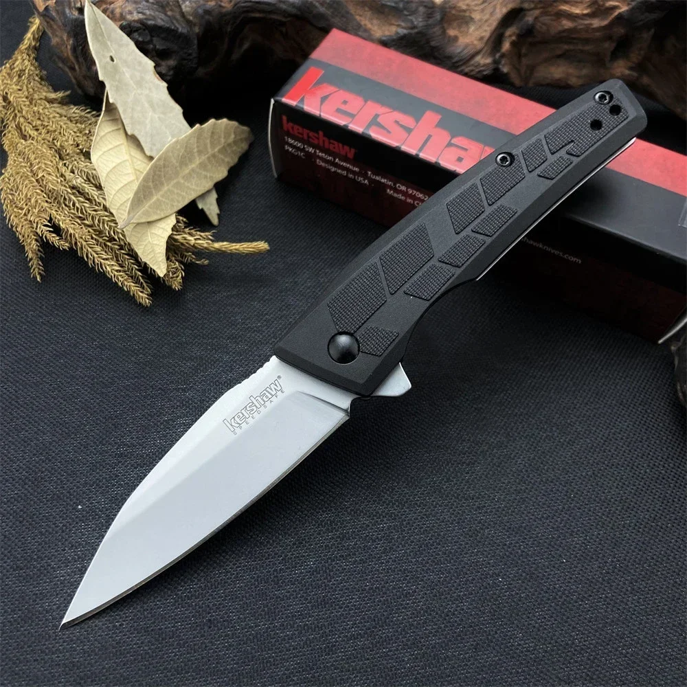 

Kershaw 1342 Rhetoric Flipper Folding Knife 8Cr13Mov Bead Blasted Drop Point Blade, Black GFN Handles 1342X Outdoor Hunting Tool