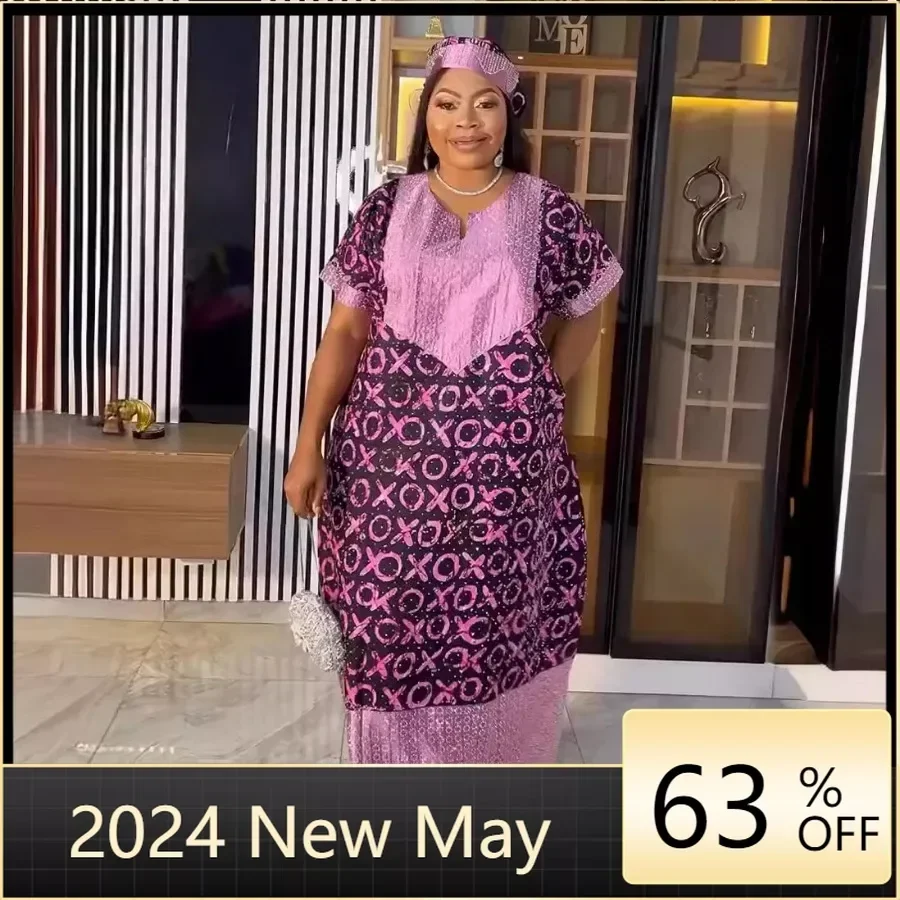 

Африканские платья для женщин, элегантный полиэстер 2024, Новые мусульманские модные платья Дашики, халат, кафтан, длинное платье, Турецкая Африка