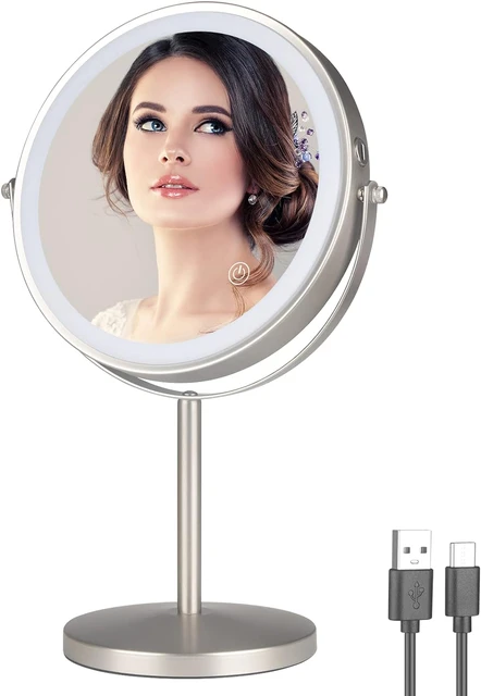 Desk LED Lighted Touch Screen Portable Mini Makeup Mirror Multi-function  Storage Makeup Box Cosmetics Rack mirror - AliExpress