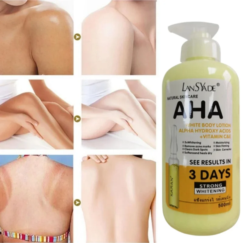 500ml Whitening Body Lotion Hydroxy Acids+Vitamin C&E Skin Beautifying  Brightening Body Lotion Delicate Smooth Skin Care Cream 3
